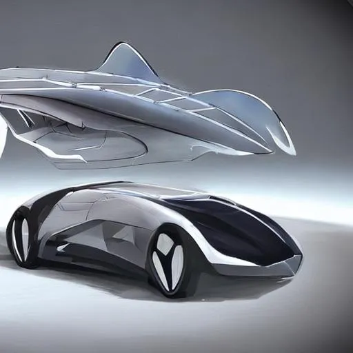 Prompt: concept art of a futuristic manta ray car