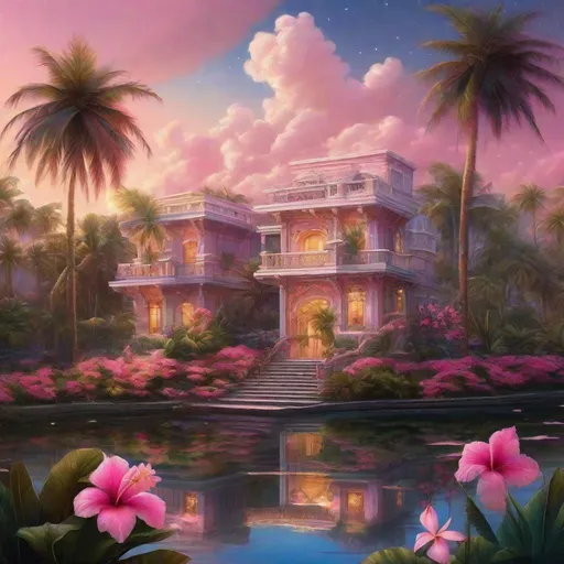 Key west scene in the 1930 at night, ocean front vie...