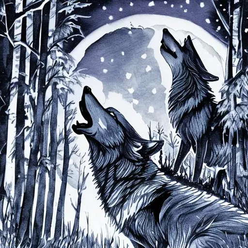 Prompt: Wolf howling in forest