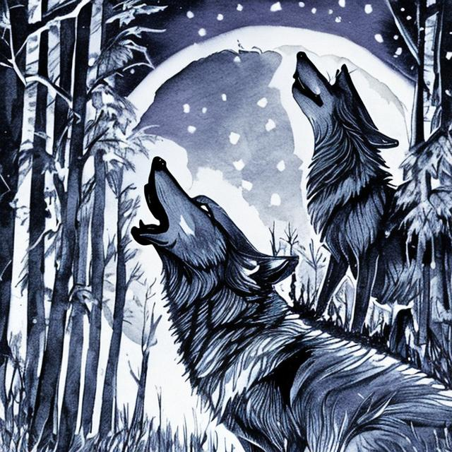 Wolf Howling at Blue Moon | Wolf silhouette, Wolf howling, Wolf artwork