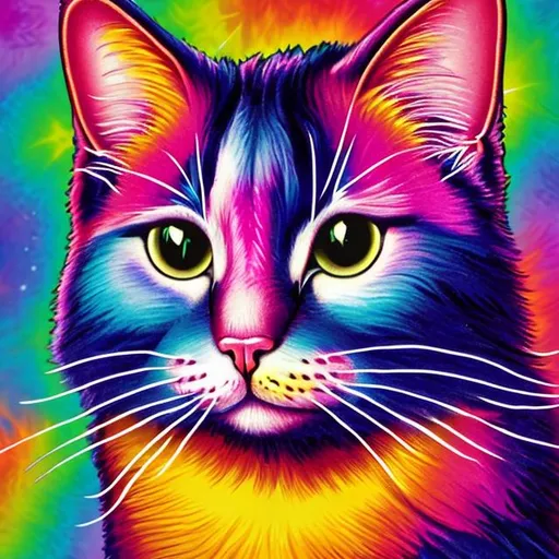 Prompt: Lisa Frank style cat portrait 