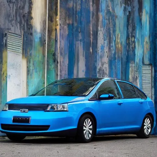Prompt: Car electric blue
 