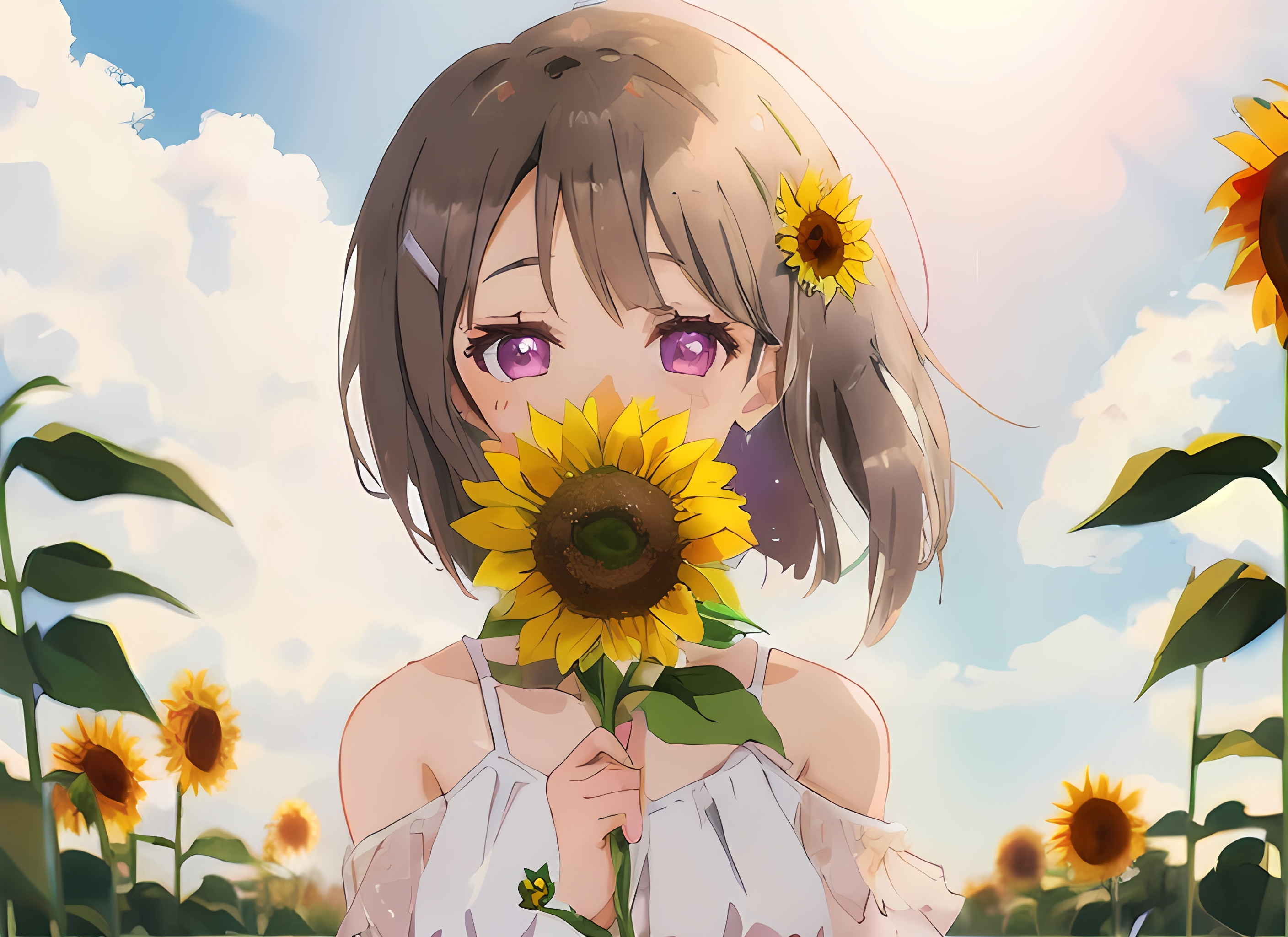 Aesthetic Sunflower Anime Girl Paint By Numbers - Paint By Numbers