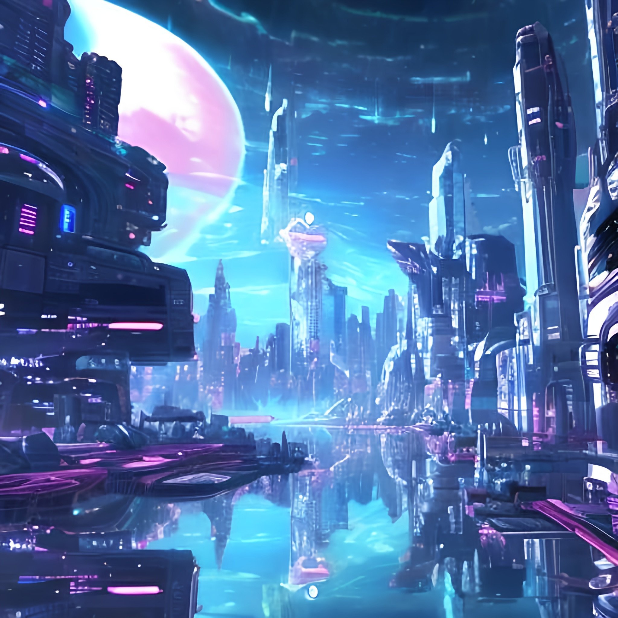 a cybercity in space, anime | OpenArt