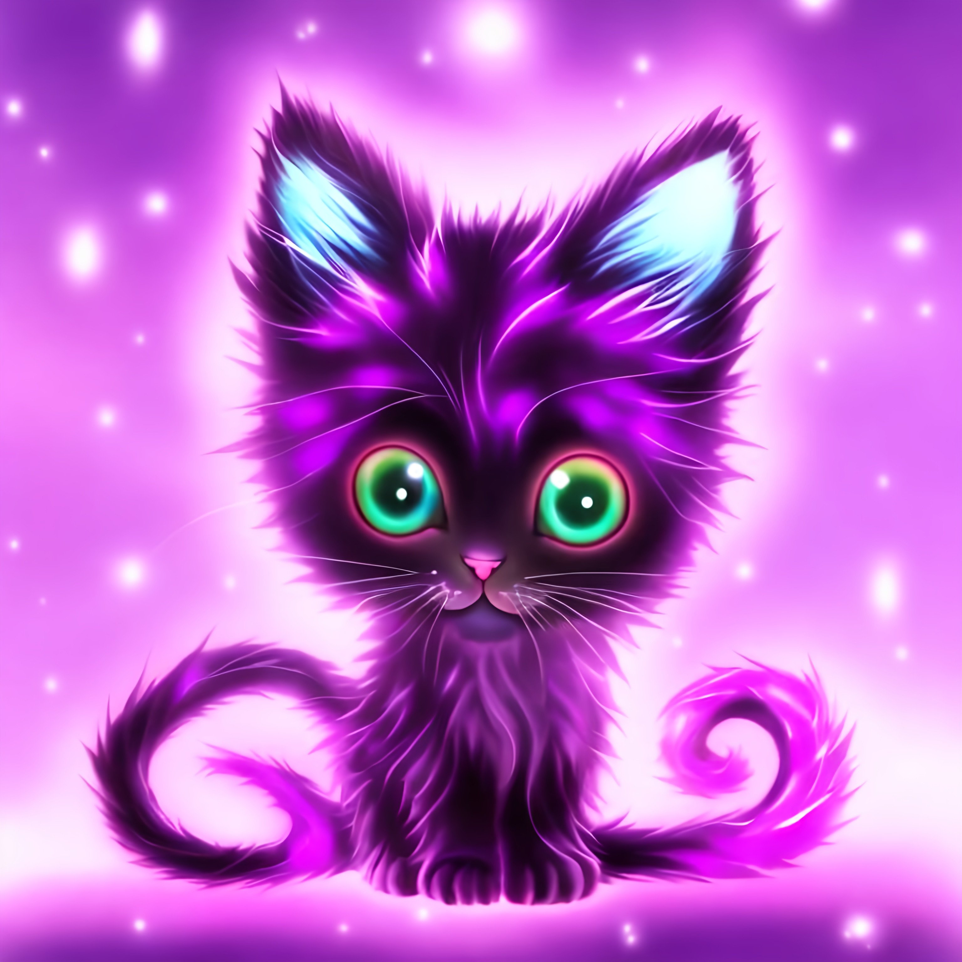 a glowing purple kitten anime | OpenArt