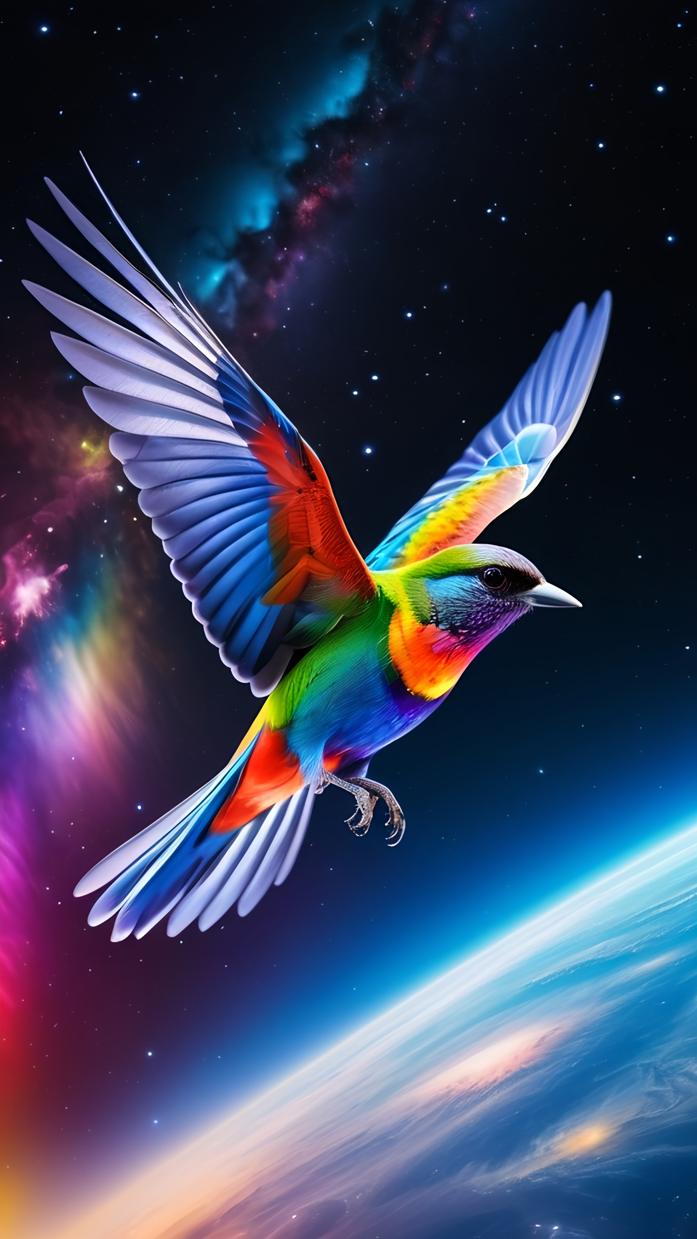 a professional photograph of a rainbow colored bird... OpenArt