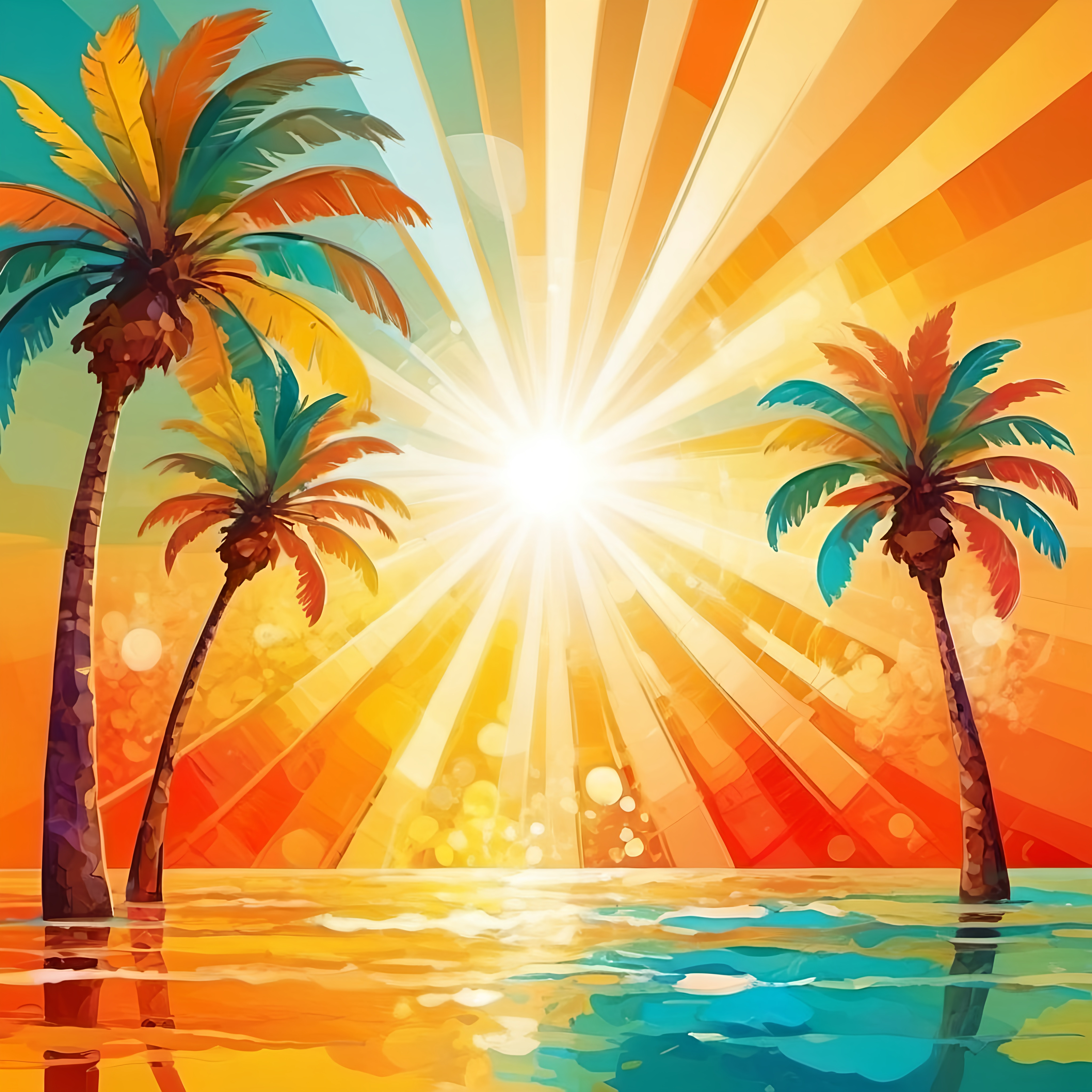 Abstract representation of summer elements, vibrant...