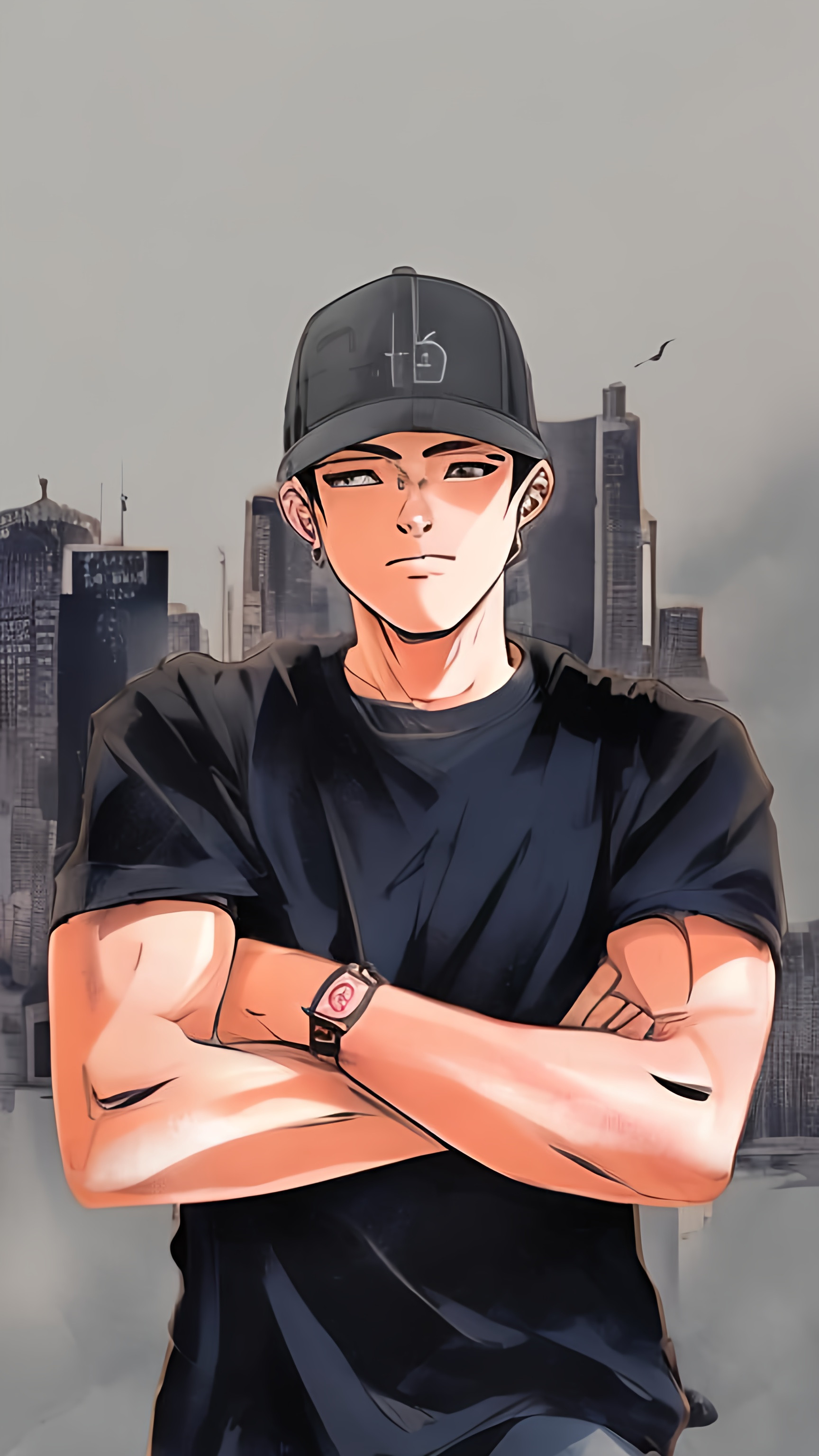 anime style style in a baseball cap | OpenArt