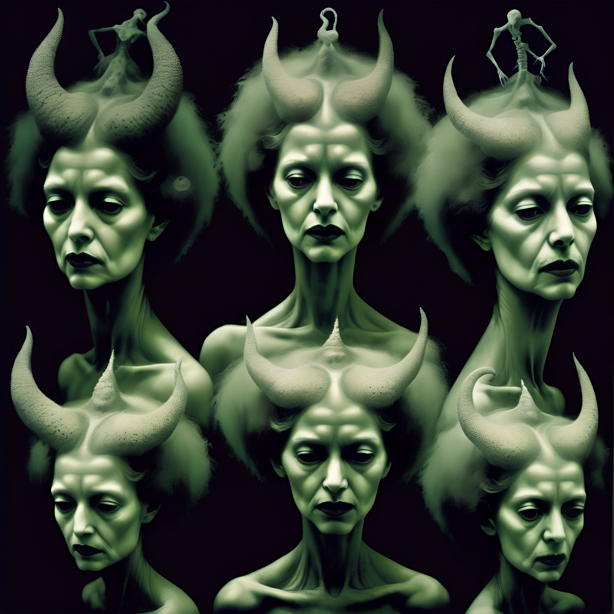 Biomorphic, nightmarish, distorted reality, monochro...