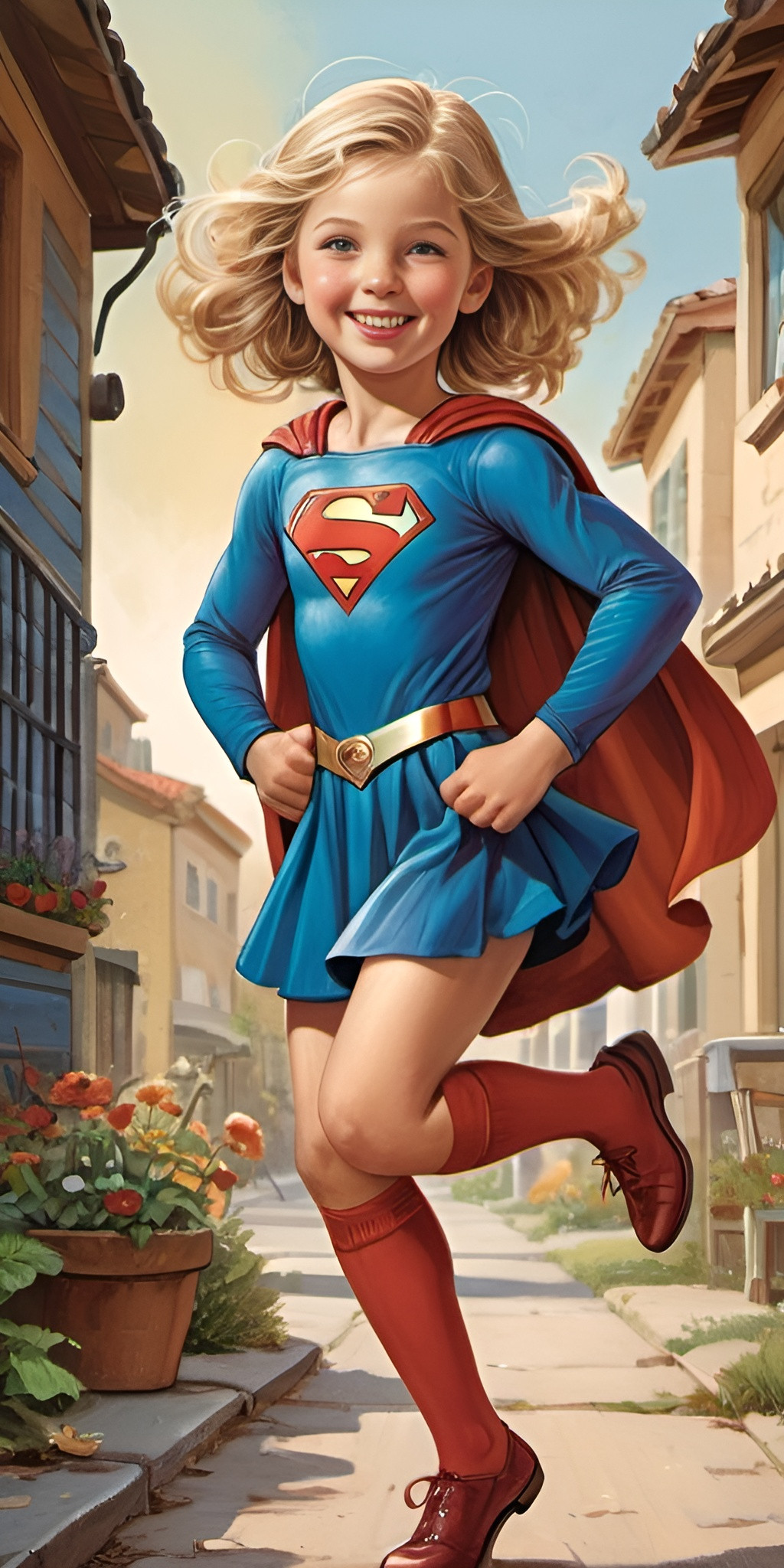 Detailed Illustration Of An Eight-year-old Supergirl 