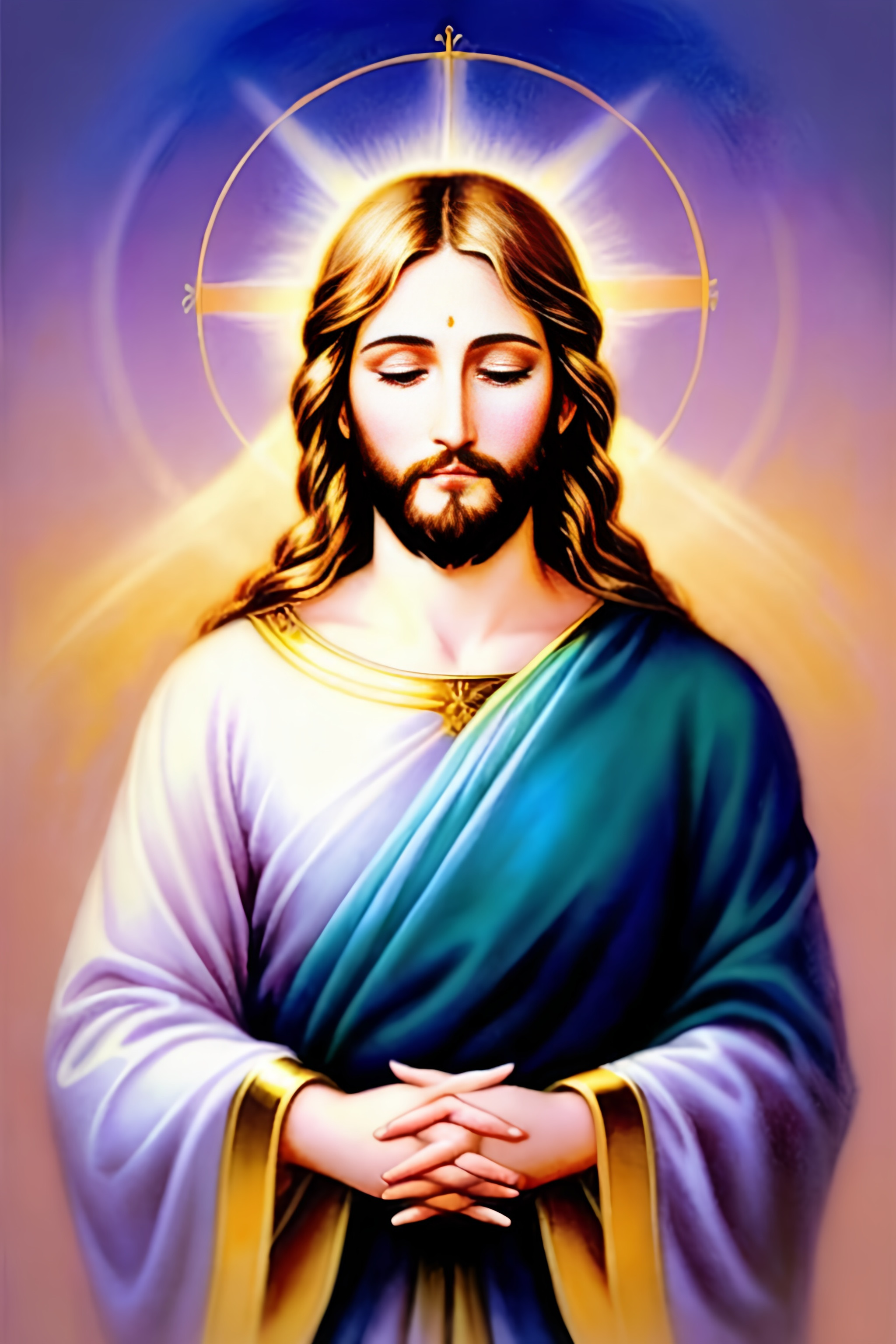 Ethereal traditional art of Jesus Christ, divine aur... OpenArt