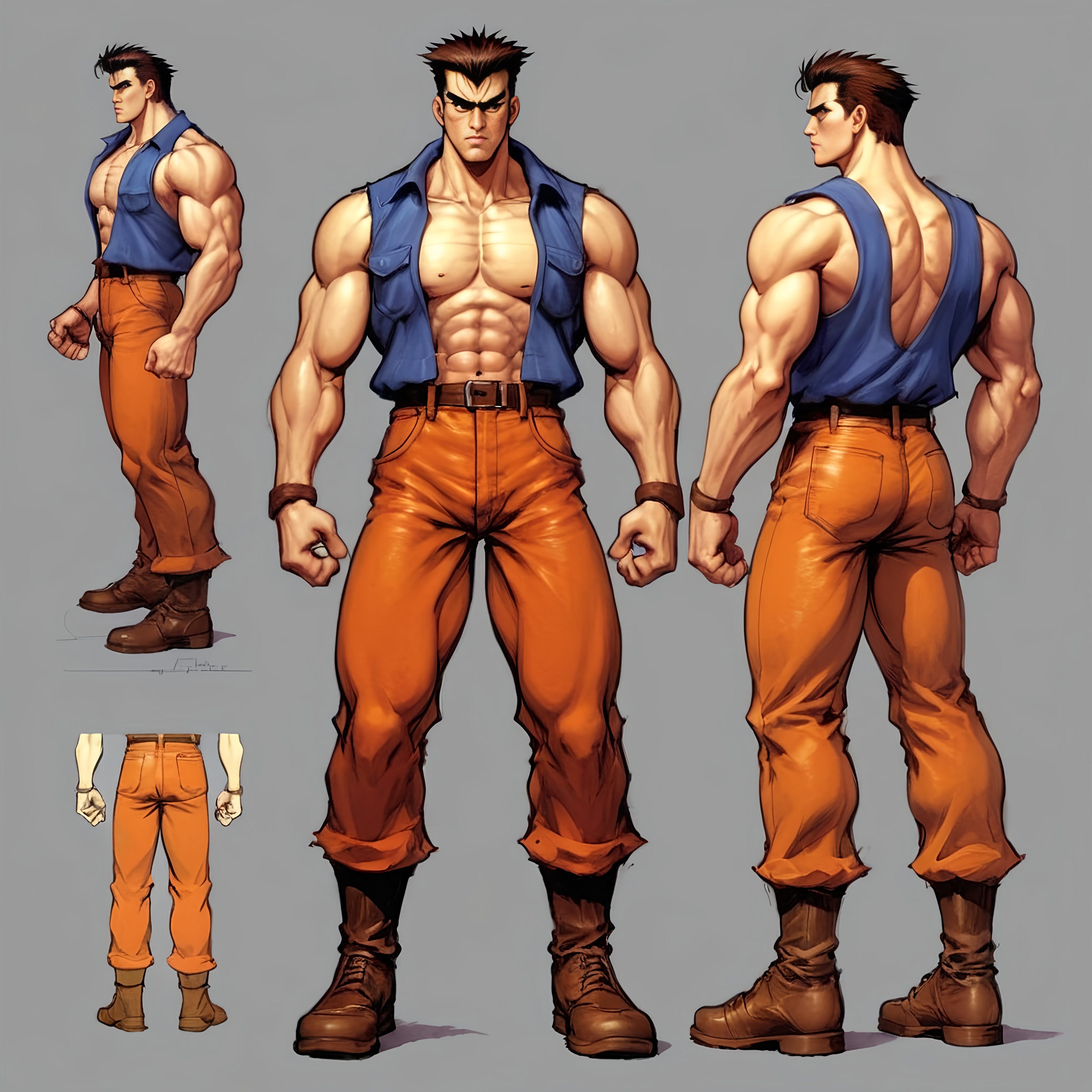 Guy from Final Fight Full body concept art | OpenArt