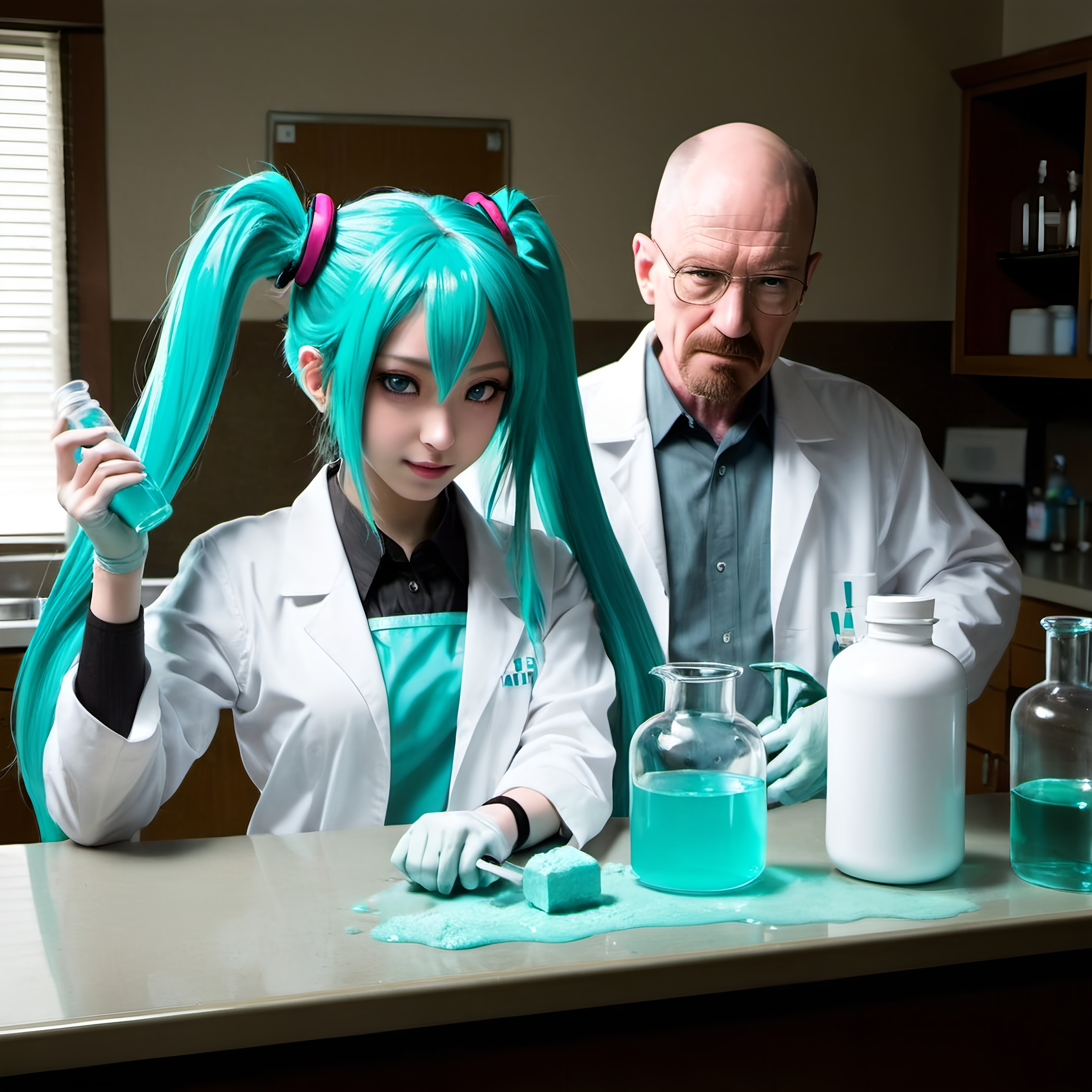 Hatsune Miku And Walter White Making Meth 1325