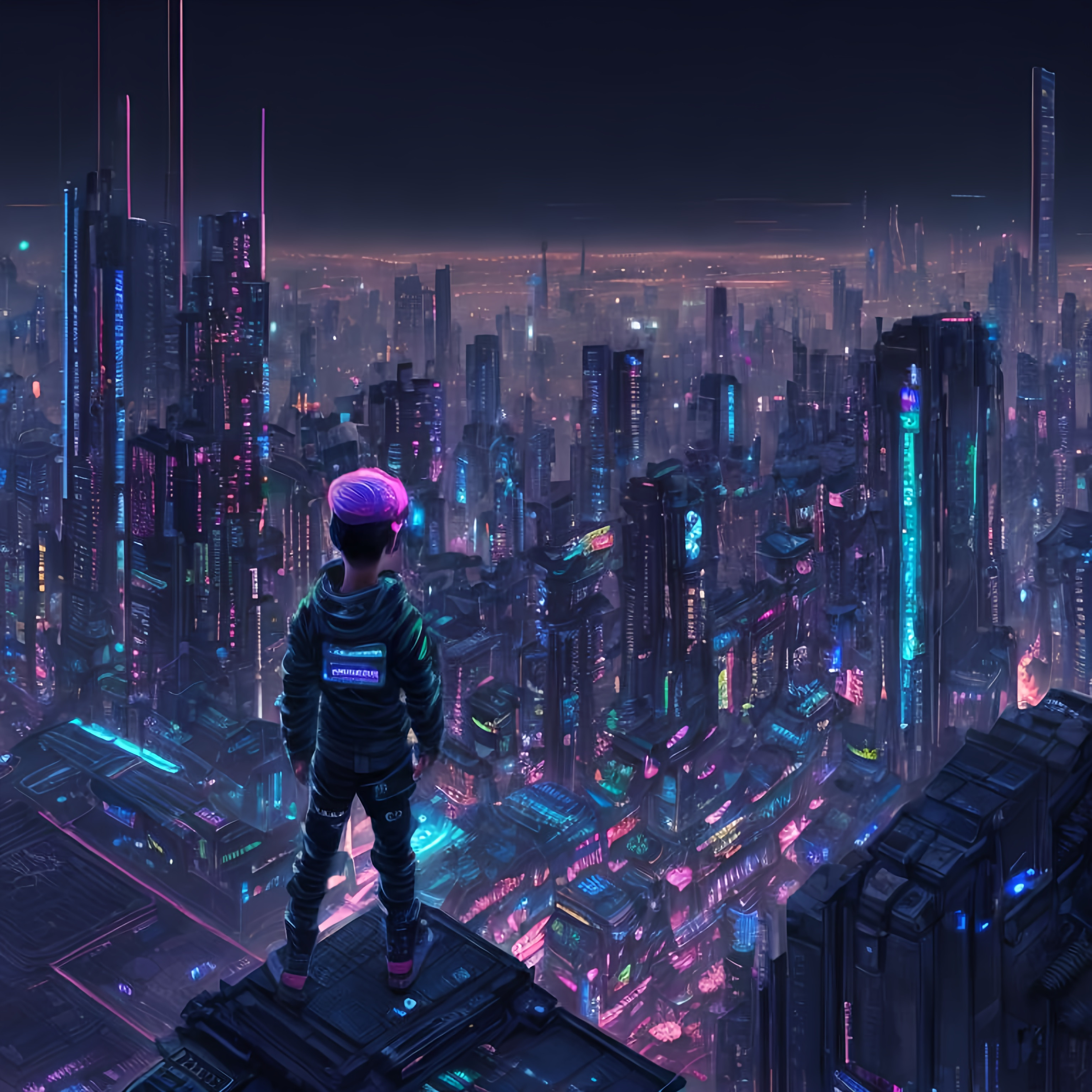 High-res Futuristic Digital Art Of A Cyberpunk Kid S 