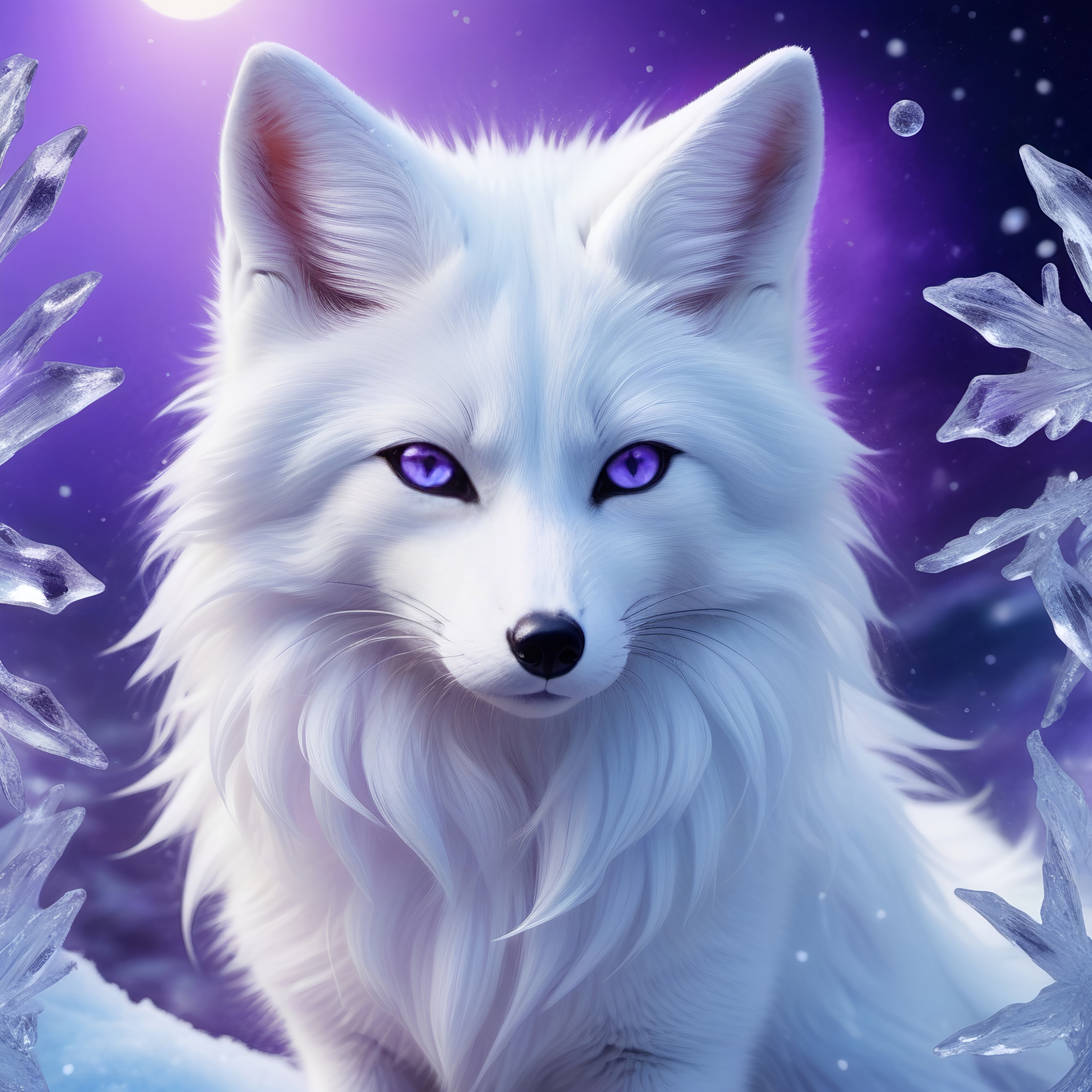 ice elemental fox, feral fox, kyubi no kitsune, nine... | OpenArt