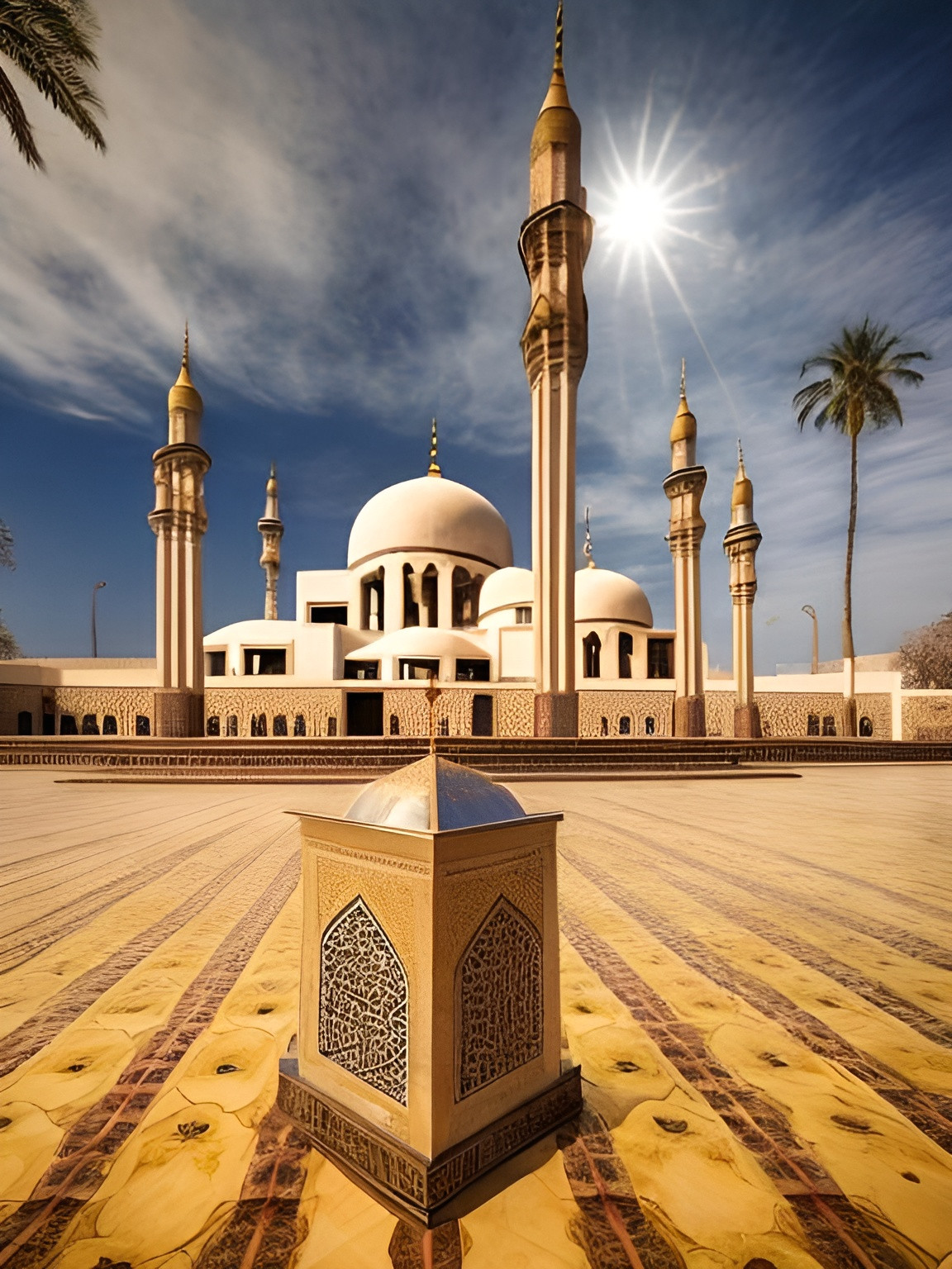 Islamic mosque with islamic religion symbol view fro