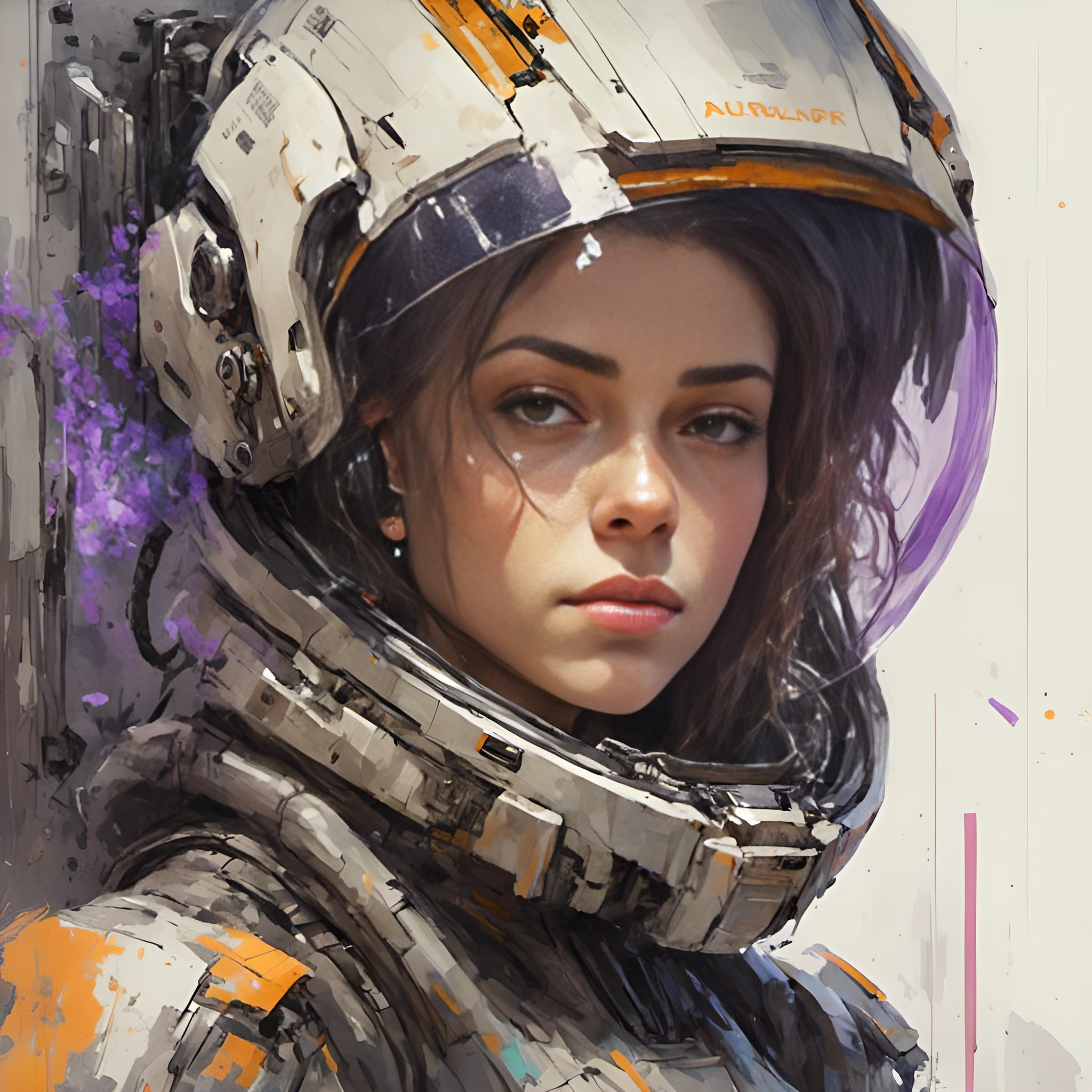 Professional painting of a girl in mecha-su...