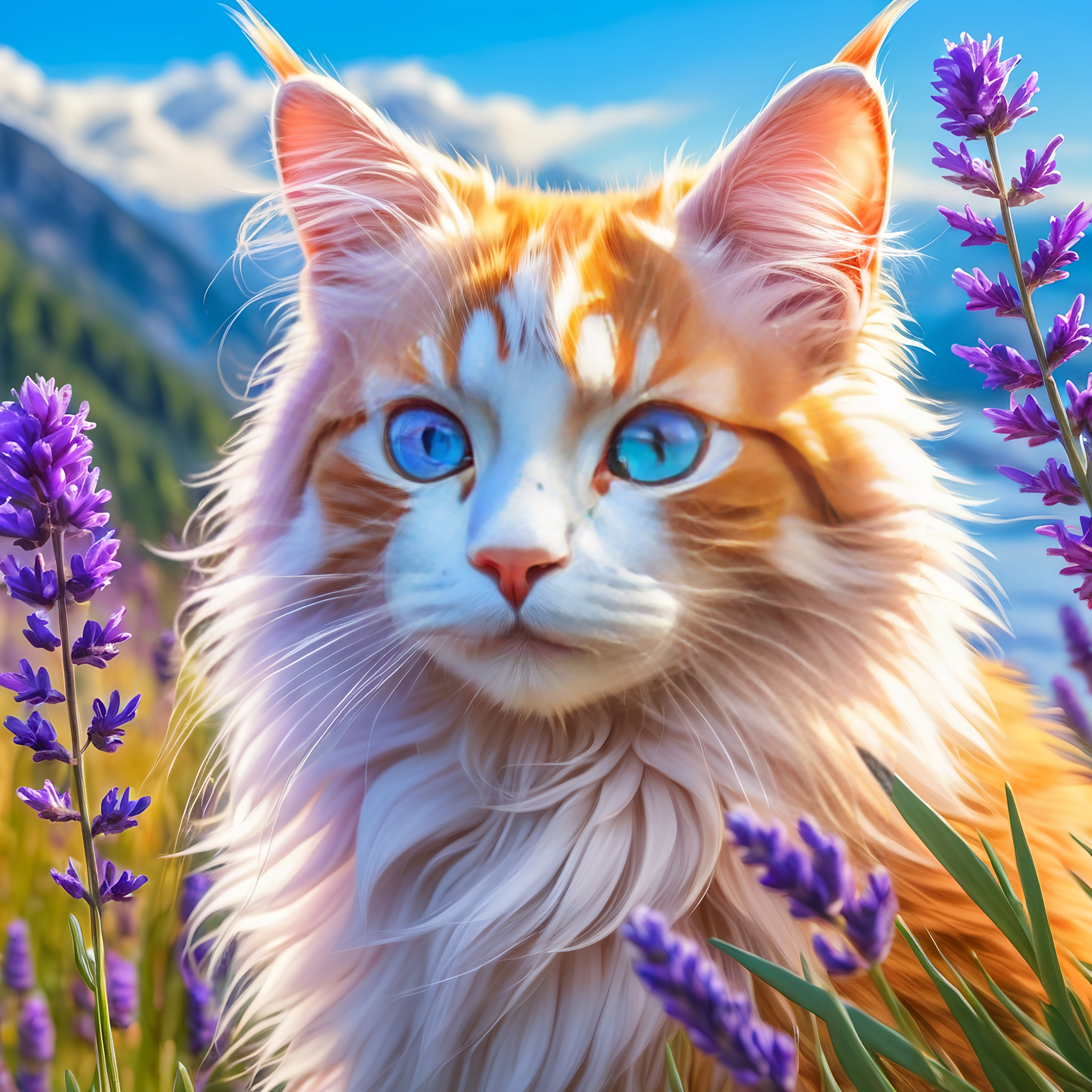 warrior cat with {lavender fur} and {crystal blue ey... | OpenArt