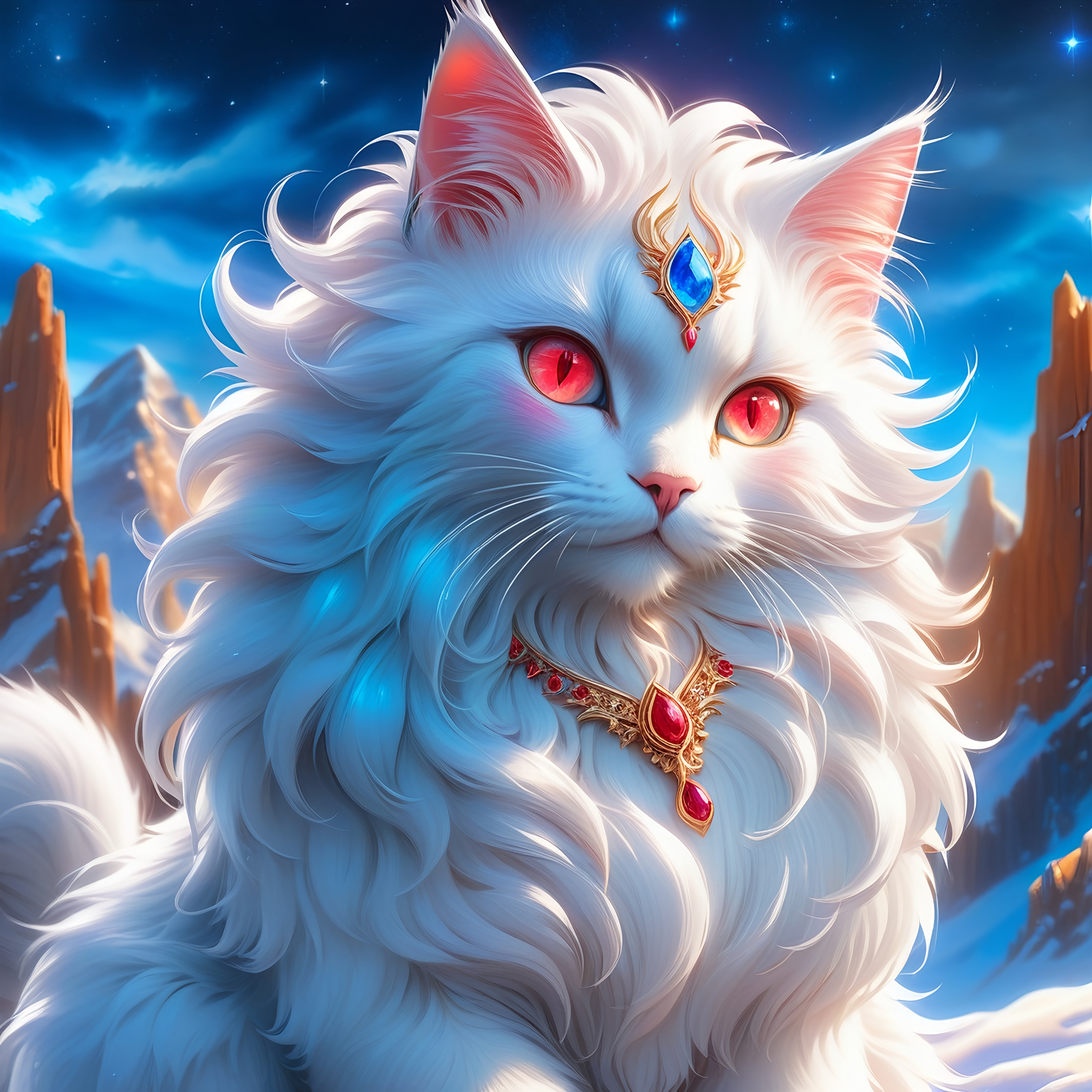 warrior cat with rose gold fur and ruby red eyes senior shecat feral cat frost Erin Hunte