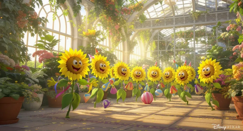 Sunflower Birthday in Glass House