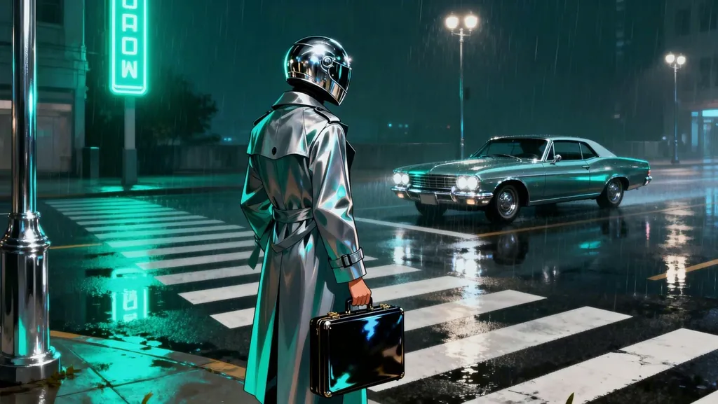 Midnight Echoes in Chrome and Teal