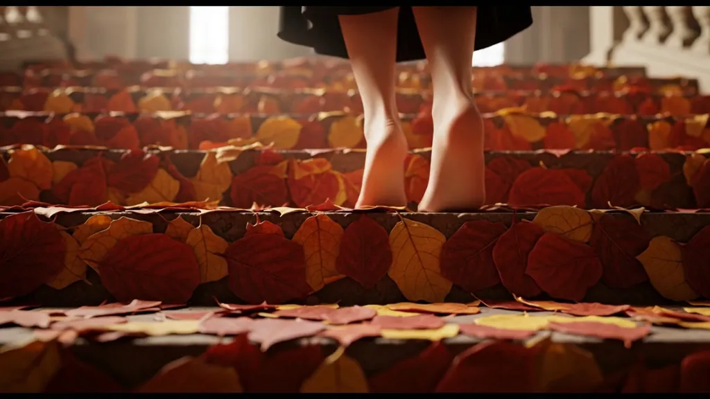 Stepping on crunchy autumn leaves