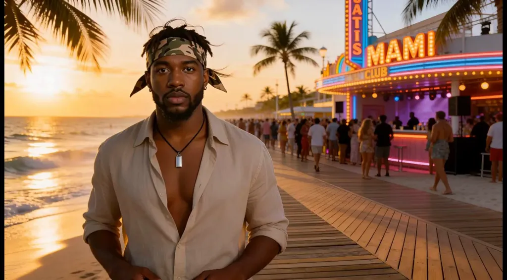 Neon Nightfall on Miami Shore