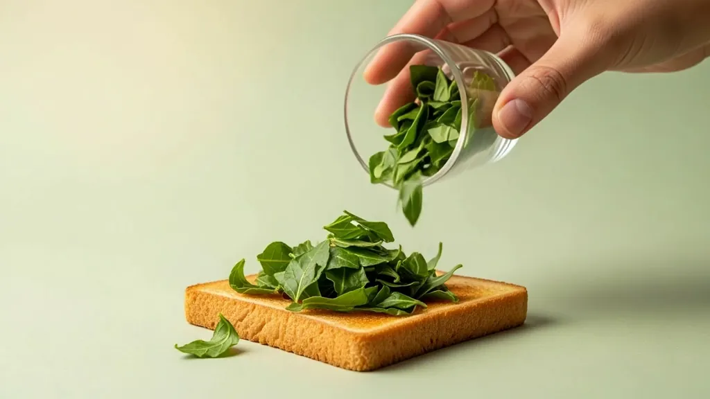 Spreading Leaves On Bread ASMR