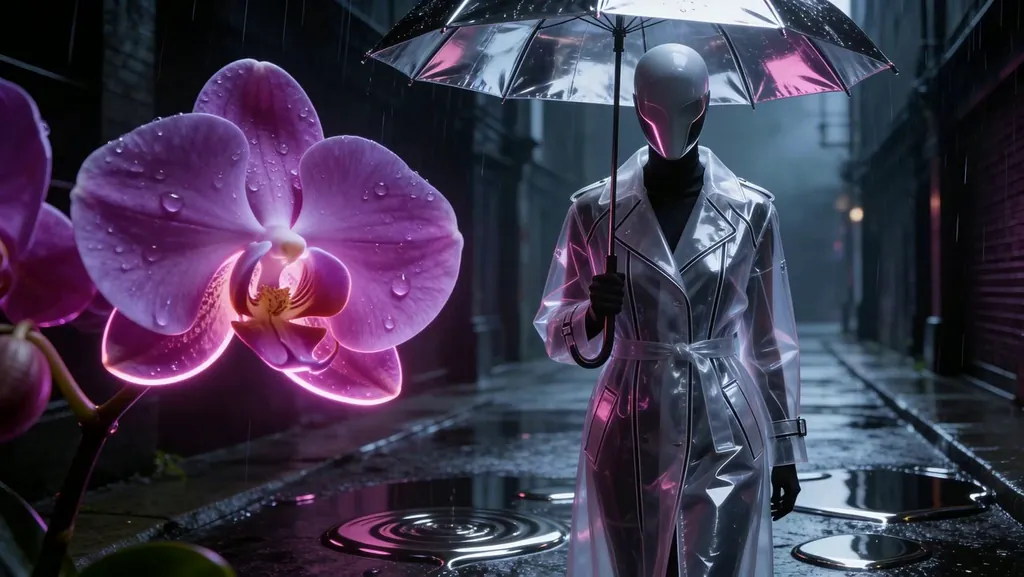 Midnight Echoes in Chrome Rain