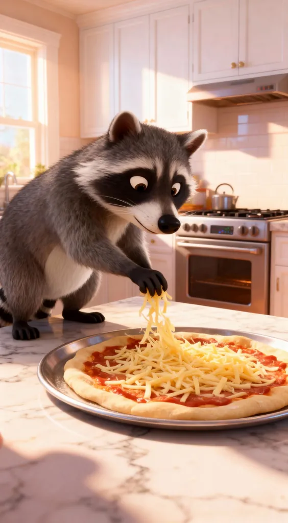 Raccoon’s Pizza and Post-Shower Treat