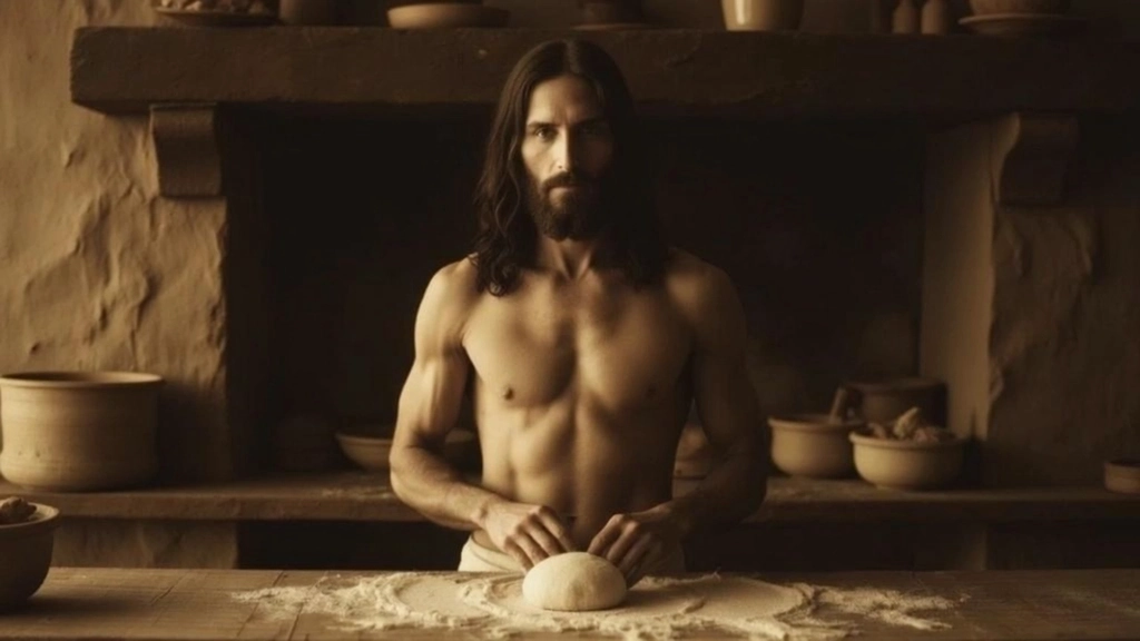 Jesus making pizza