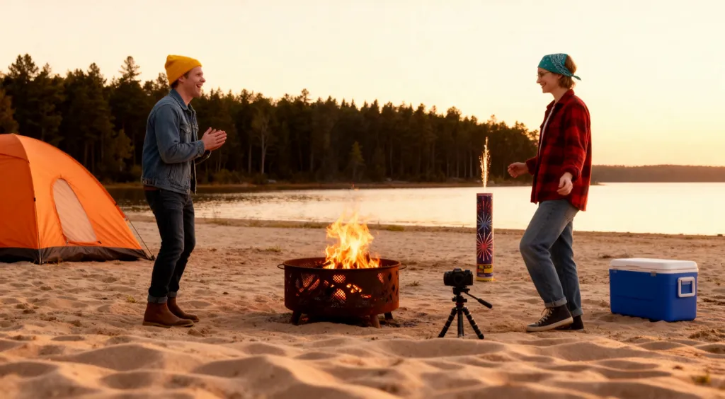 Bonfire Dances and Fireworks Vlog Night