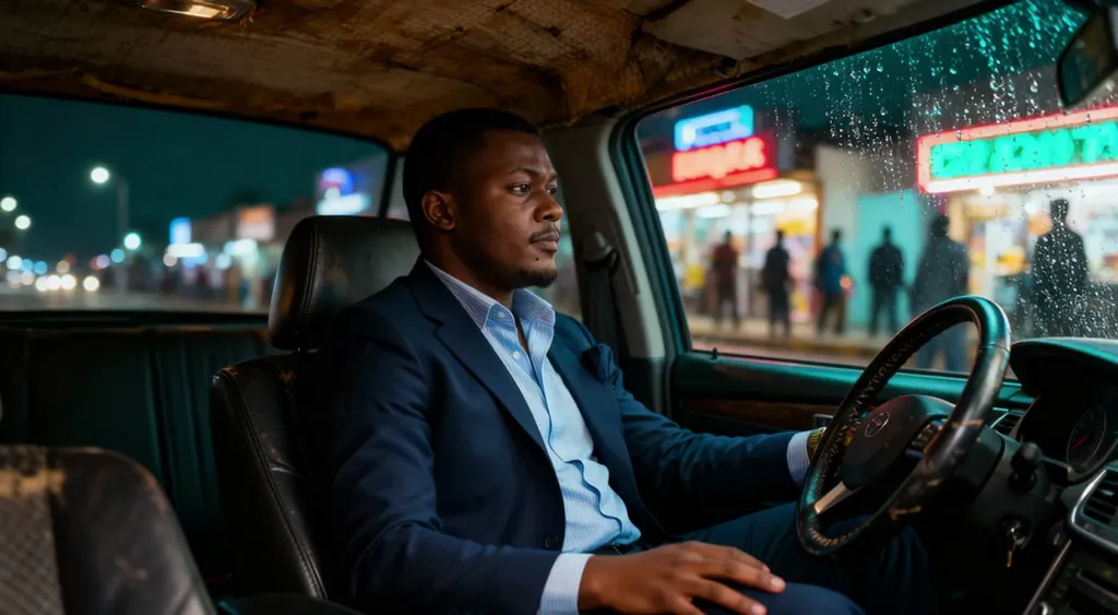 Headlights Through Kinshasa Nights