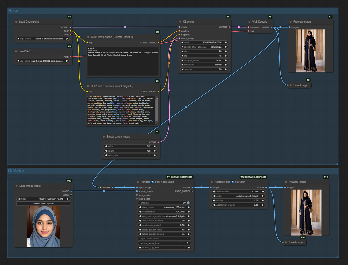 SD 1.5 basic vae - ReActor | ComfyUI Workflow