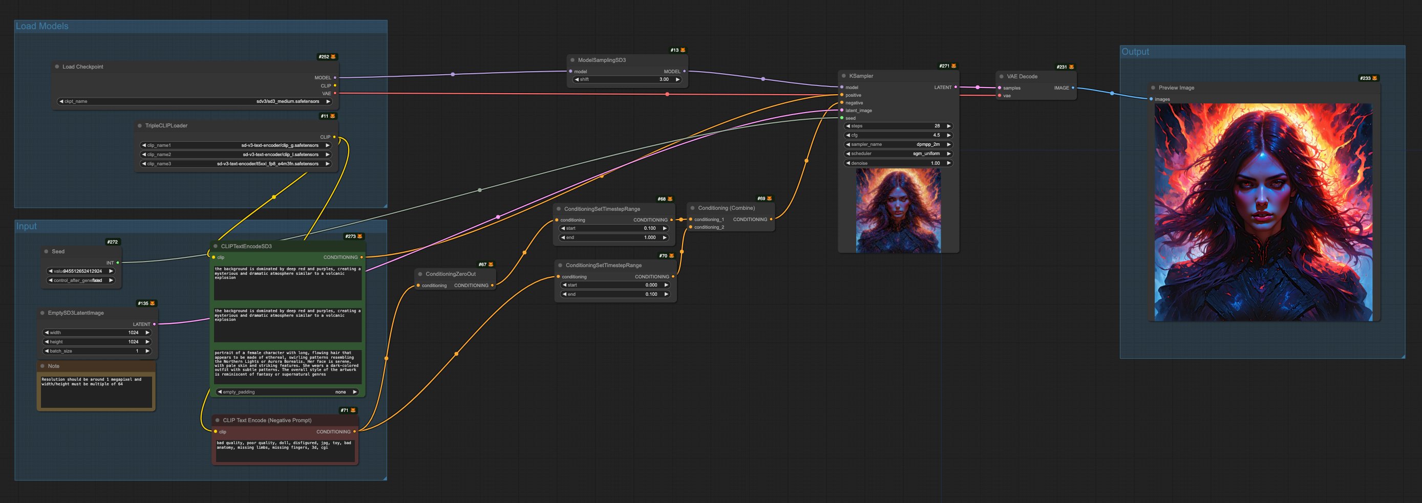 Stable Diffusion 3 Medium Workflow Example - Multi Prompt | ComfyUI ...